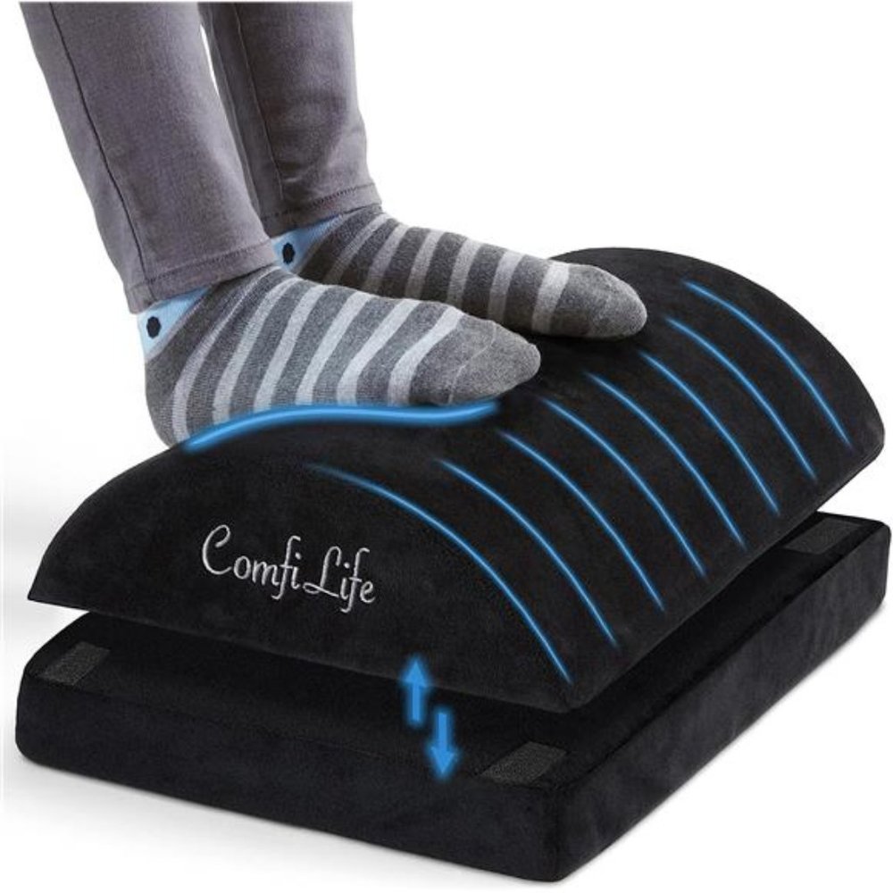Foot Rest for Under Desk at Work – Adjustable Memory Foam Foot Stool Under Desk